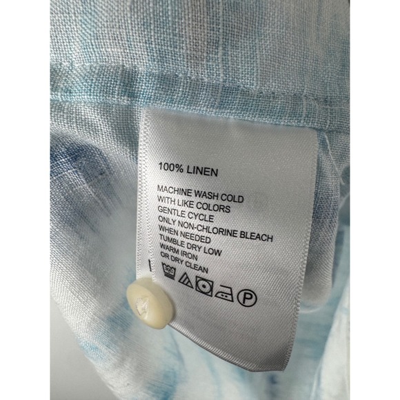 Tommy Bahama Men XXL Linen Long Sleeve Button Up Shirt Blue Stripe Contrast Cuff - Picture 6 of 10